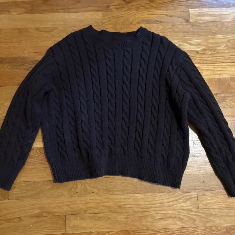 Elegant Black Cable Knit Turtleneck Sweater